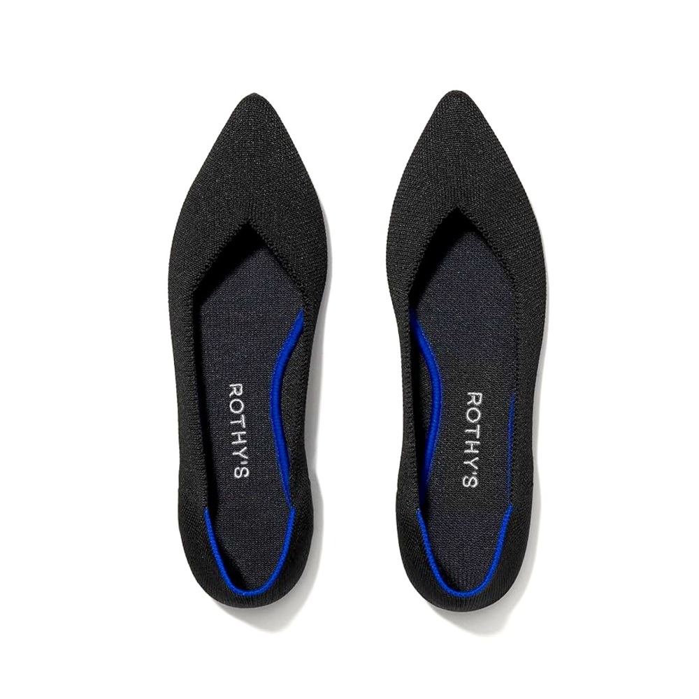 ROTHY'S 'POINT' FLATS, left foot SIZE 8, right foot 81/2. IRREGULAR PAIR